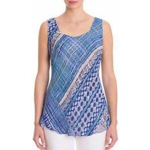 NIC+ZOE Sleeveless Chiffon Abstract Printed Tank